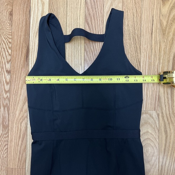 Fabletics Black Ribbed V Neck Cutout Back Athleisure Jumpsuit Leggings - Picture 9 of 11